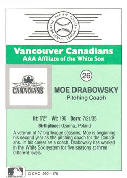 1990 CMC Vancouver Canadians #26 Moe Drabowsky Back