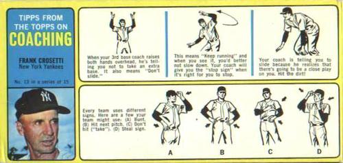 1968 Bazooka Tipps from the Topps #13 Frankie Crosetti Front