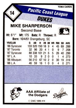 1989 CMC Albuquerque Dukes #14 Mike Sharperson  Back