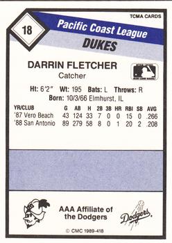 1989 CMC Albuquerque Dukes #18 Darrin Fletcher  Back