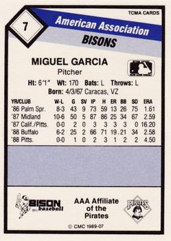 1989 CMC Buffalo Bisons #7 Miguel Garcia  Back