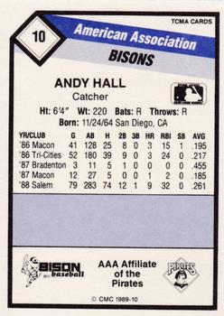 1989 CMC Buffalo Bisons #10 Andy Hall  Back