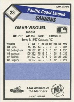 1989 CMC Calgary Cannons #23 Omar Vizquel  Back
