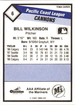 1989 CMC Calgary Cannons #6 Bill Wilkinson  Back