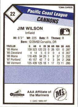 1989 CMC Calgary Cannons #22 Jim Wilson  Back