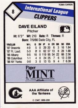 1989 CMC Columbus Clippers #8 Dave Eiland  Back