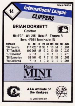 1989 CMC Columbus Clippers #14 Brian Dorsett  Back