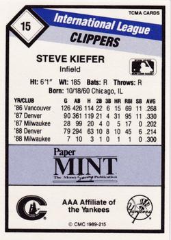 1989 CMC Columbus Clippers #15 Steve Kiefer  Back
