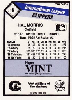 1989 CMC Columbus Clippers #16 Hal Morris  Back