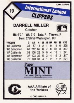 1989 CMC Columbus Clippers #19 Darrell Miller  Back