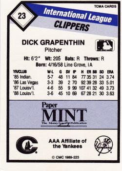 1989 CMC Columbus Clippers #23 Dick Grapenthin  Back