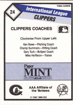 1989 CMC Columbus Clippers #24 Ken Rowe / Champ Summers / Gary Tuck / Mike Heifferon Back