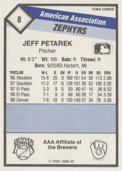 1989 CMC Denver Zephyrs #8 Jeff Peterek  Back