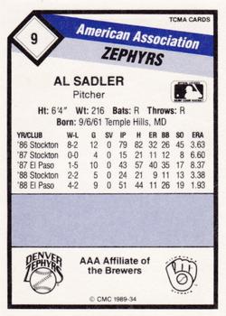 1989 CMC Denver Zephyrs #9 Al Sadler  Back