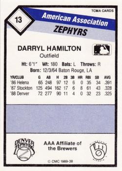 1989 CMC Denver Zephyrs #13 Darryl Hamilton  Back