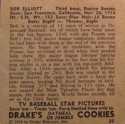 1950 Drake's TV Baseball Series (D358) #35 Bob Elliott Back
