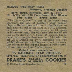 1950 Drake's TV Baseball Series (D358) #19 Harold 