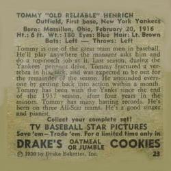 1950 Drake's TV Baseball Series (D358) #23 Tommy 
