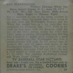 1950 Drake's TV Baseball Series (D358) #29 Ray Scarborough Back