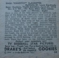 1950 Drake's TV Baseball Series (D358) #36 Enos 