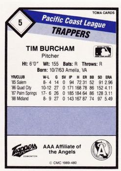 1989 CMC Edmonton Trappers #5 Tim Burcham  Back