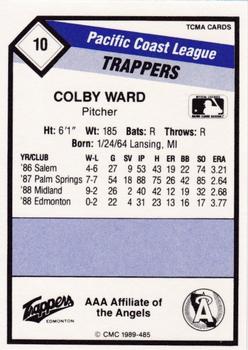 1989 CMC Edmonton Trappers #10 Colby Ward  Back