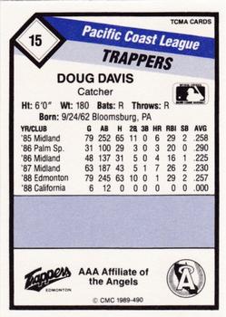 1989 CMC Edmonton Trappers #15 Doug Davis Back
