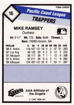 1989 CMC Edmonton Trappers #16 Mike Ramsey  Back