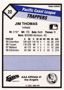1989 CMC Edmonton Trappers #22 Jim Thomas  Back