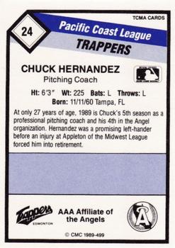 1989 CMC Edmonton Trappers #24 Chuck Hernandez Back