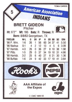 1989 CMC Indianapolis Indians #5 Brett Gideon  Back