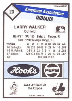 1989 CMC Indianapolis Indians #23 Larry Walker  Back