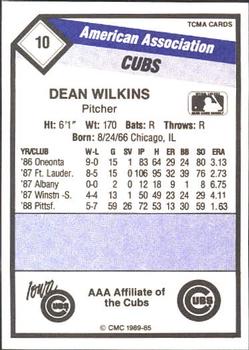 1989 CMC Iowa Cubs #10 Dean Wilkins  Back