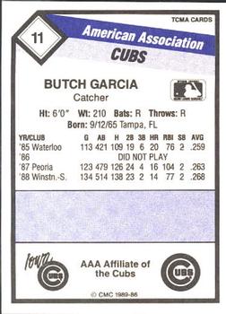 1989 CMC Iowa Cubs #11 Butch Garcia  Back