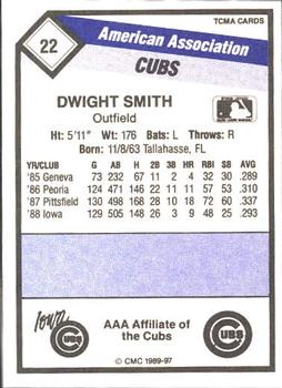1989 CMC Iowa Cubs #22 Dwight Smith  Back