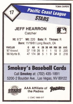 1989 CMC Las Vegas Stars #17 Jeff Hearron  Back