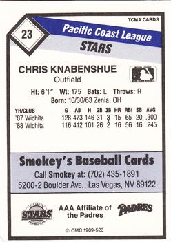 1989 CMC Las Vegas Stars #23 Chris Knabenshue  Back