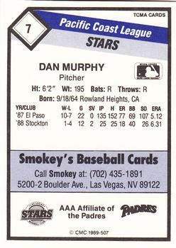 1989 CMC Las Vegas Stars #7 Dan Murphy Back