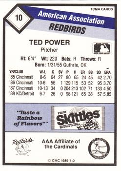 1989 CMC Louisville Redbirds #10 Ted Power  Back