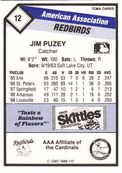 1989 CMC Louisville Redbirds #12 Jim Puzey  Back