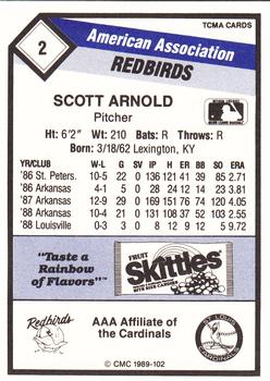1989 CMC Louisville Redbirds #2 Scott Arnold  Back