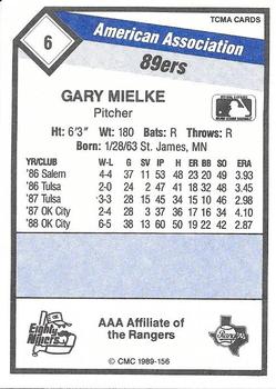 1989 CMC Oklahoma City 89ers #6 Gary Mielke  Back