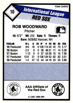 1989 CMC Pawtucket Red Sox #10 Rob Woodward  Back