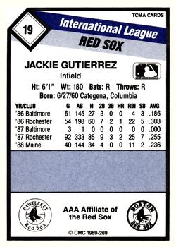 1989 CMC Pawtucket Red Sox #19 Jackie Gutierrez  Back