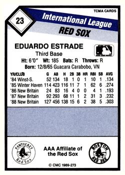 1989 CMC Pawtucket Red Sox #23 Eduardo Estrada Back