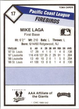 1989 CMC Phoenix Firebirds #17 Mike Laga  Back