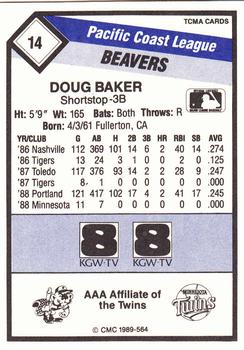 1989 CMC Portland Beavers #14 Doug Baker  Back