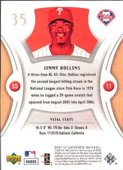 2007 SP Authentic #35 Jimmy Rollins Back