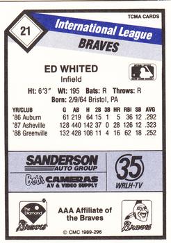 1989 CMC Richmond Braves #21 Ed Whited  Back