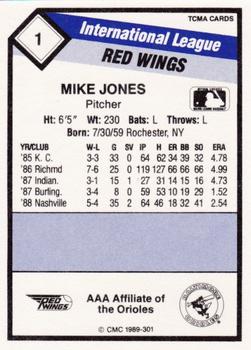 1989 CMC Rochester Red Wings #1 Mike Jones  Back